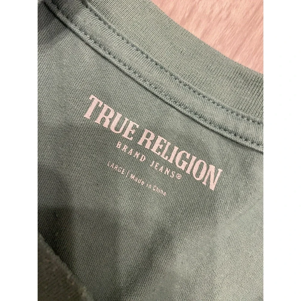 True Religion T Shirt Men's Size Large Short Sleeve Buddha Logo‎ Guitar L